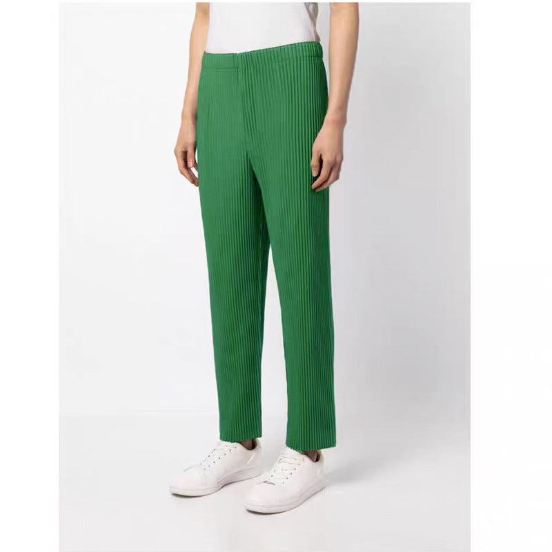 Miyake men's straight-leg pants, minimalist style, foreign trade, casual business, pleated pants, tide men's trousers, spot one piece of delivery