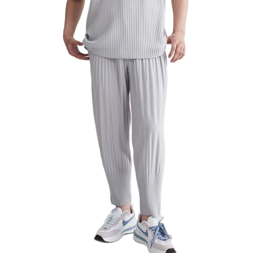 Miyake-style pleated bloomers, pressed pleated men's pants, loose casual autumn harem pants, cropped pants, tide JF151