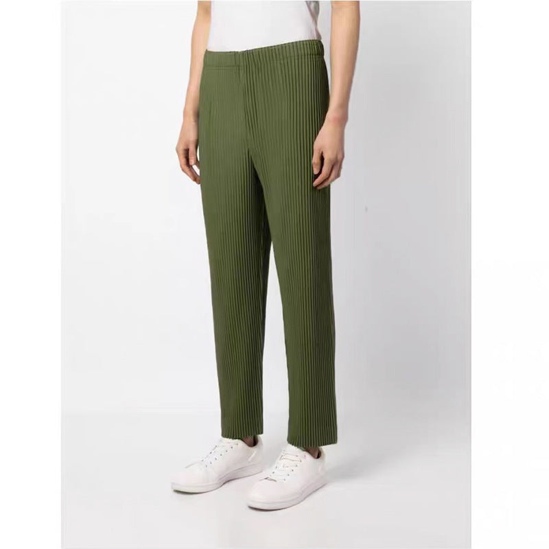 Miyake men's straight-leg pants, minimalist style, foreign trade, casual business, pleated pants, tide men's trousers, spot one piece of delivery