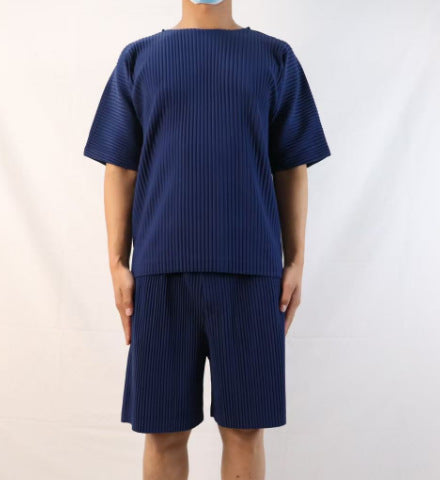 Miyake Warcoir pleated men's shorts drape casual cropped pants loose casual versatile youth summer JF148