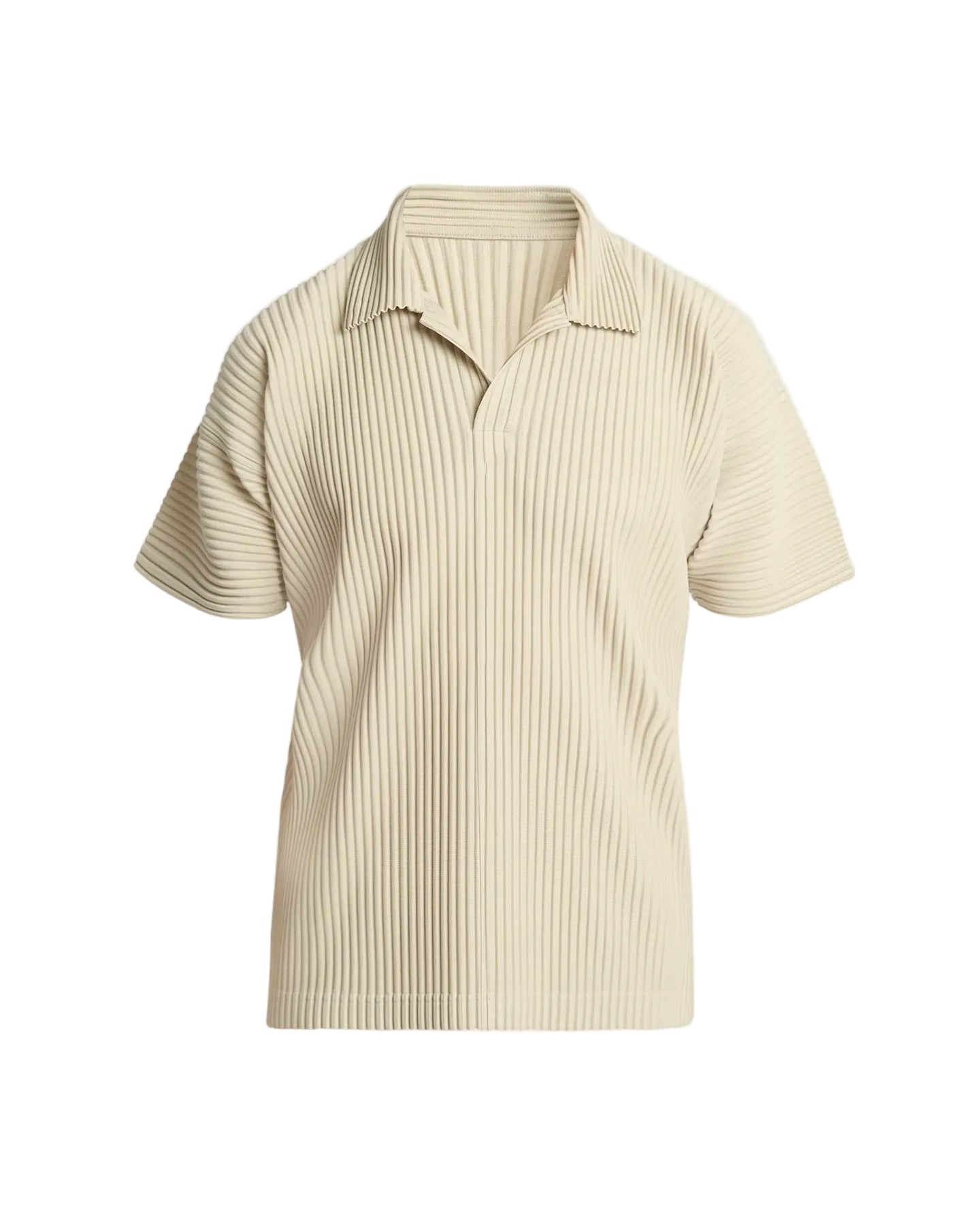 Men’s Pleated Polo Shirt — Miyake-Inspired Minimalist Design, Luxurious Texture, Breathable & Stretchy
