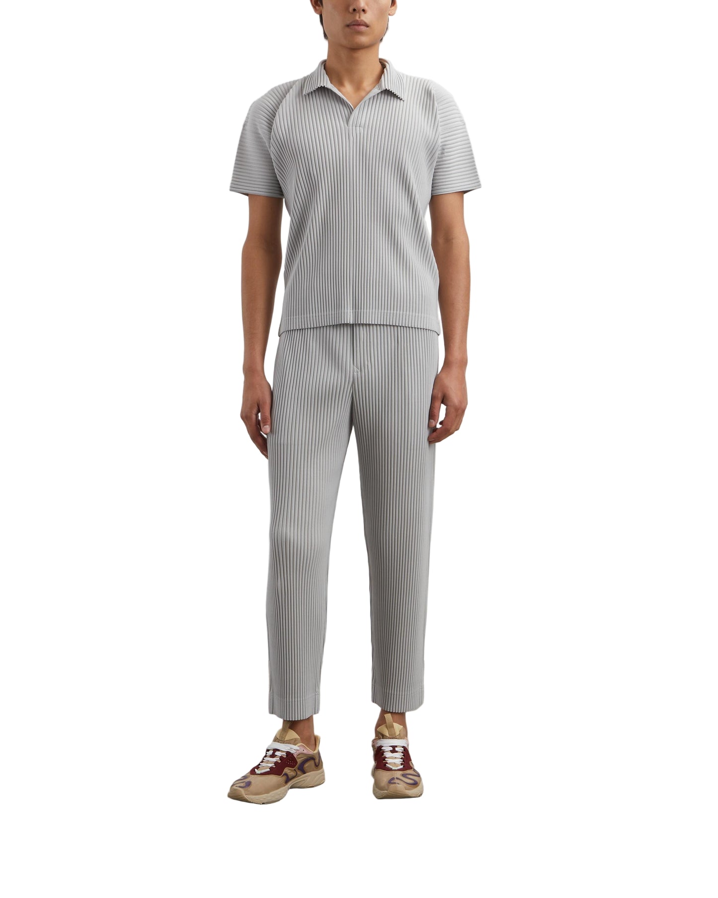 Men’s Pleated Polo Shirt — Miyake-Inspired Minimalist Design, Luxurious Texture, Breathable & Stretchy