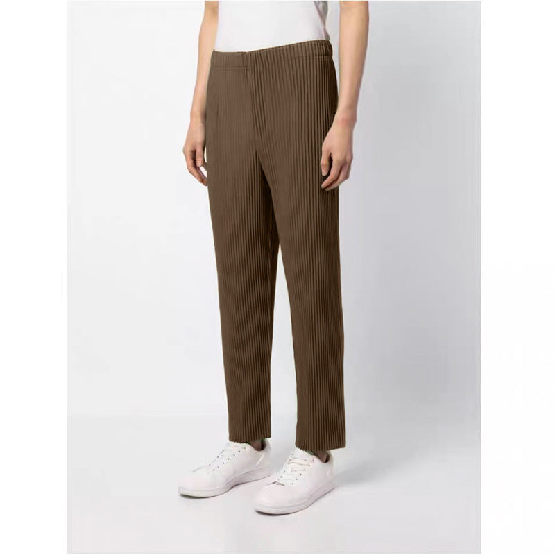 Miyake men's straight-leg pants, minimalist style, foreign trade, casual business, pleated pants, tide men's trousers, spot one piece of delivery