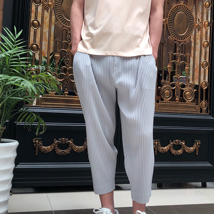 Japanese Miyake style pleats JF149 classic simple loose casual harem pants tapered pants cropped pants men