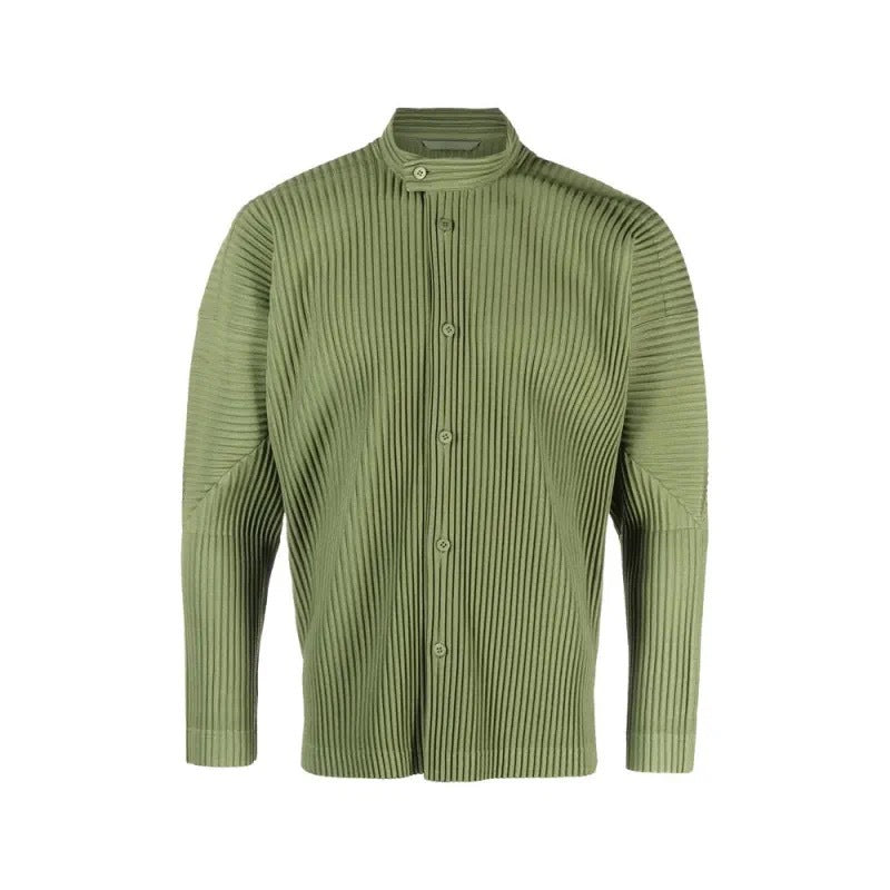 Japan Miyake same pleated shirt draped sense stand collar casual long-sleeved jacket men's HP31JJ111