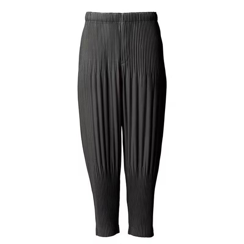 Japan Miyake-style pleated pants JF151 loose casual bloomers harem small feet cropped pants men's and women's tide