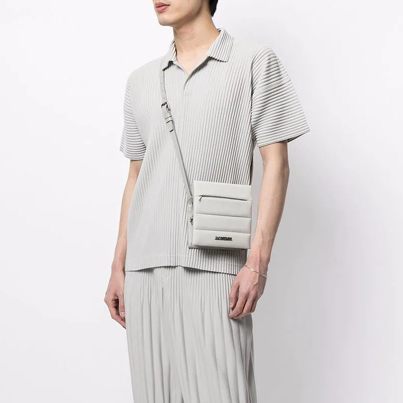 Japanese Miyake-style pleated top JM030 loose lapel versatile casual short sleeve t-shirt polo shirt men's trend