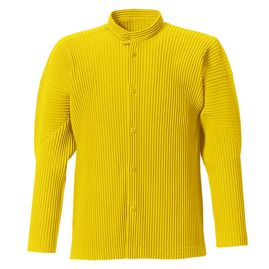 Japanese men's pleated jacket 2025 spring new stand-up collar athleisure cardigan versatile unisex top men's trend