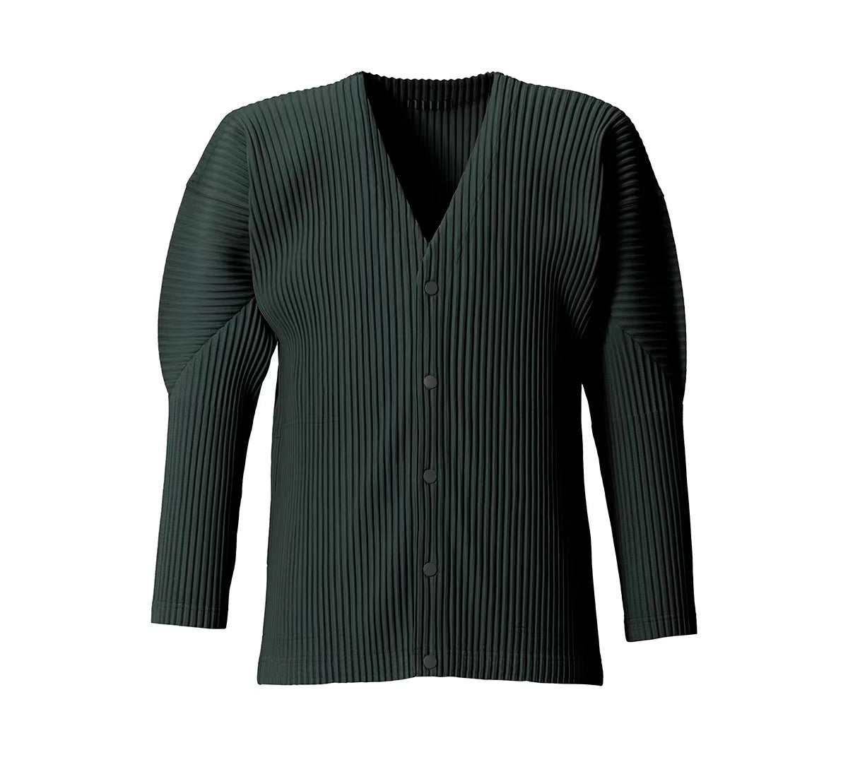 Miyake wardrobe pleated collarless cardigan jacket autumn casual texture men's V-neck jacket top JL141