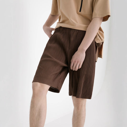 Miyake Warcoir pleated men's shorts drape casual cropped pants loose casual versatile youth summer JF148