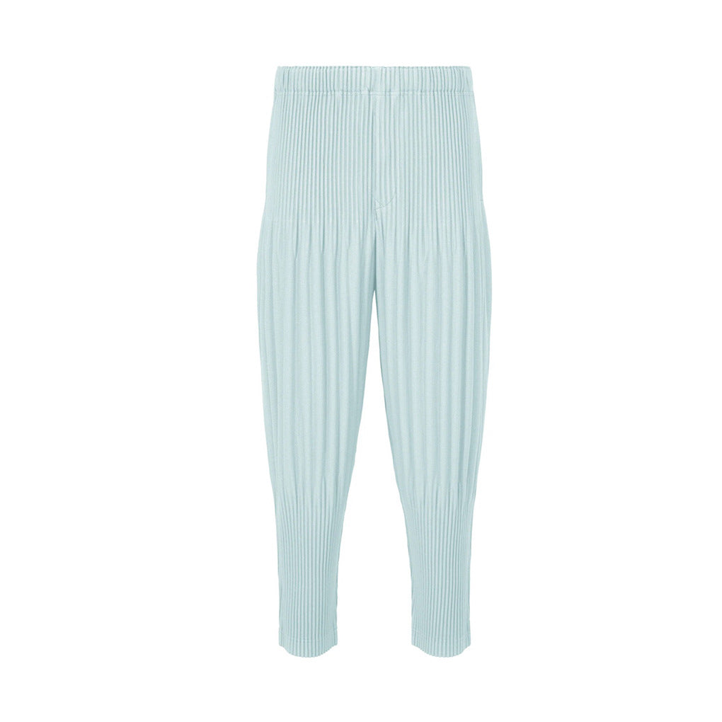 Miyake men's casual pants men's counter quality elasticated waist loose business commuter versatile cropped leggings