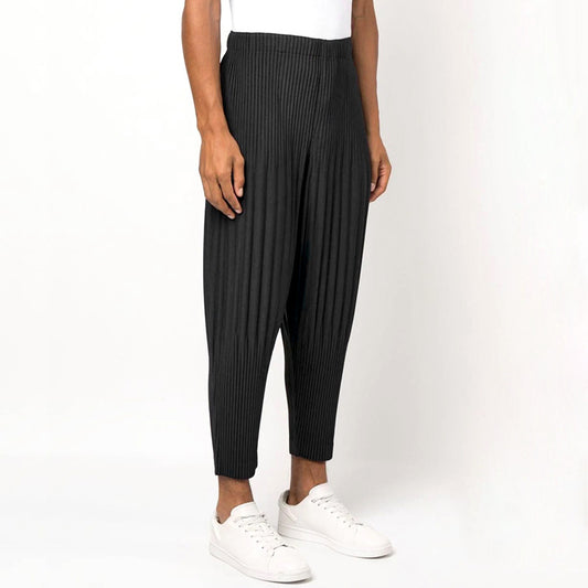 Japan Miyake-style pleated pants JF151 loose casual bloomers harem small feet cropped pants men's and women's tide