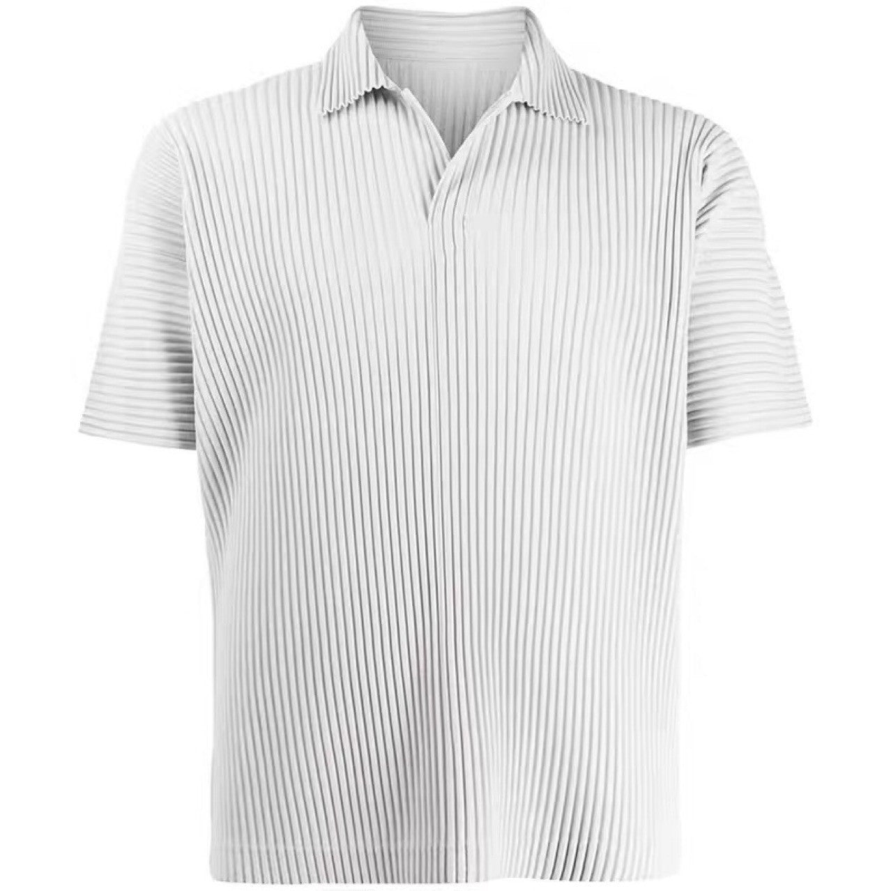 Japanese Miyake-style pleated top JM030 loose lapel versatile casual short sleeve t-shirt polo shirt men's trend