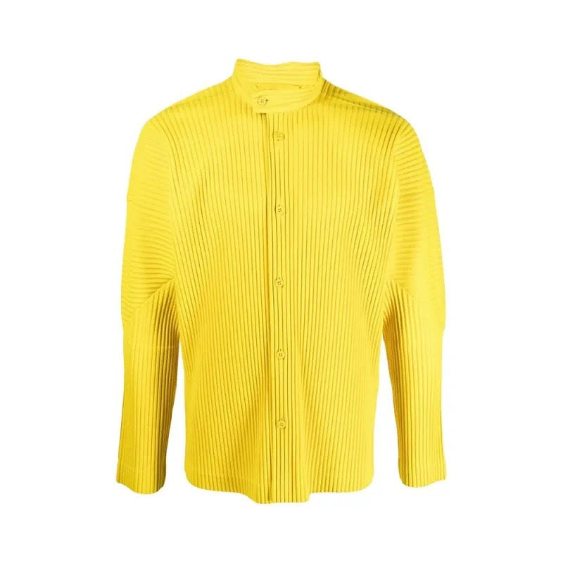 Japan Miyake same pleated shirt draped sense stand collar casual long-sleeved jacket men's HP31JJ111