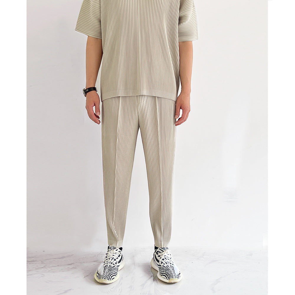 Early Spring Men's Casual Pants 2024 New Fashion, Simple Versatile, Slim Pleated, Sport, Tapered Pleated Trousers, Men