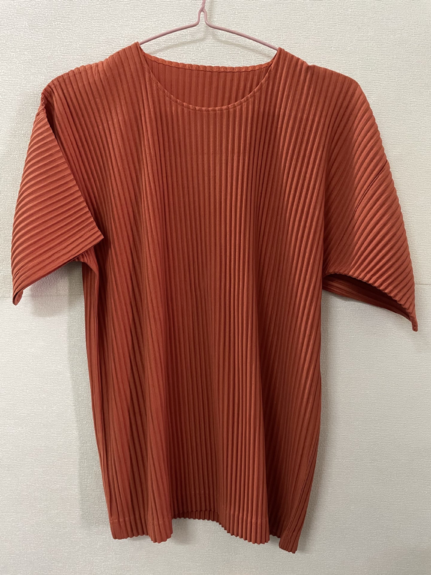Miyake Garage pleated men's crew neck short sleeve top loose casual five-quarter sleeve solid color summer T-shirt JK020