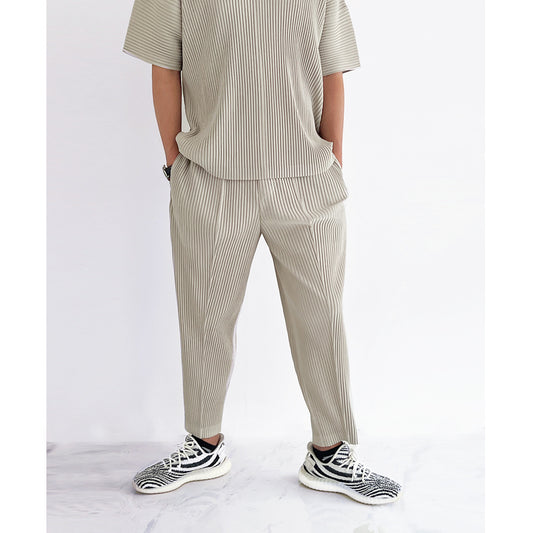 Early Spring Men's Casual Pants 2024 New Fashion, Simple Versatile, Slim Pleated, Sport, Tapered Pleated Trousers, Men