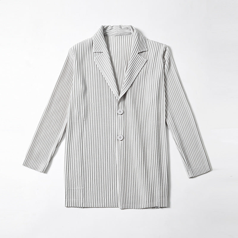 Pleated men's casual blazer summer 2021 new men's trench coat cardigan