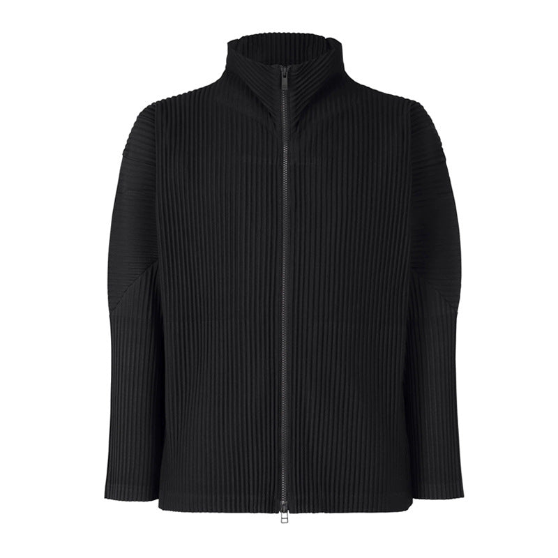 Japanese Miyake style JL140 autumn and winter HP pleated process zipper stand collar jacket men's jacket sense of luxury