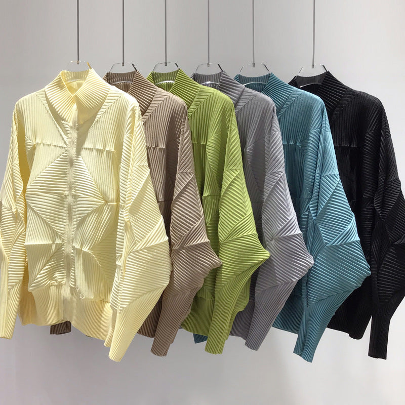 Miyake design sense men's jacket irregular pleated cardigan top niche fashion high-end foreign trade jacket cross-border