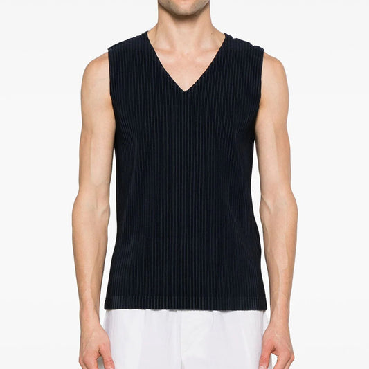 Minimalist series|Premium design Miyake JE410 pleated base shirt V-neck vest vest men's JE310