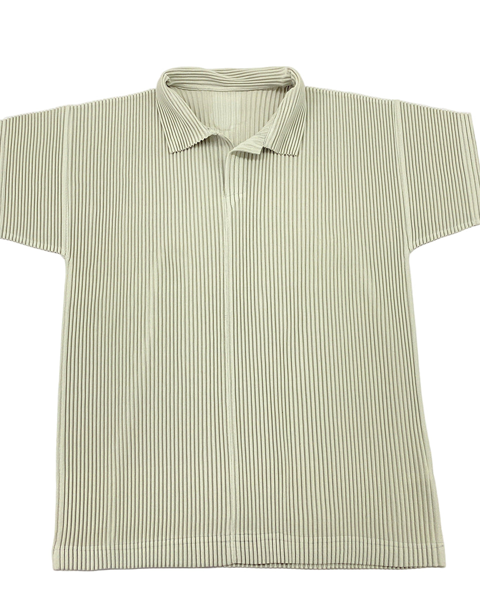 Men’s Pleated Polo Shirt — Miyake-Inspired Minimalist Design, Luxurious Texture, Breathable & Stretchy